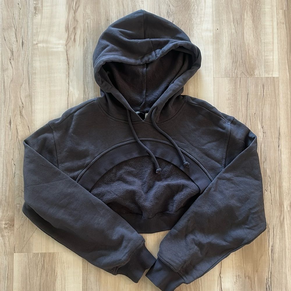 Dark Gray, Sexy, Super Cropped Hoodie, Workout, Gym
